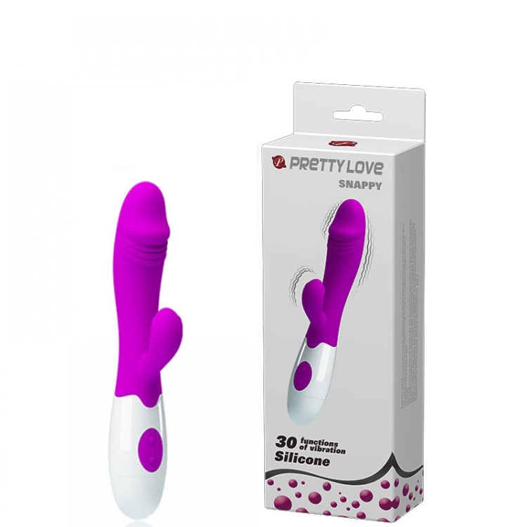  Vibrador Com Detalhe de Glande na Ponta e Com Estimulador Clitoriano  - 30 modos de Vibração - Pretty Love